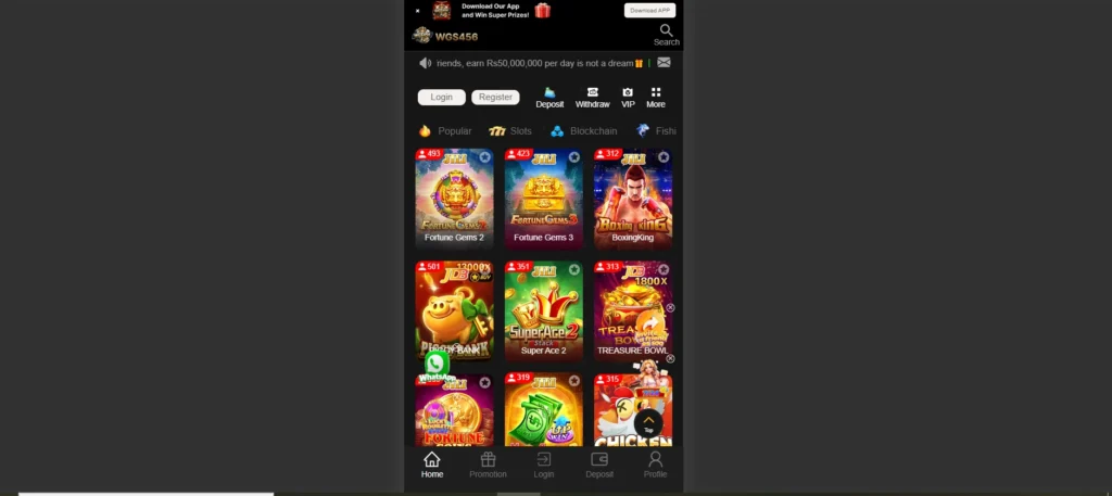 WGS456 Game interface screenshot