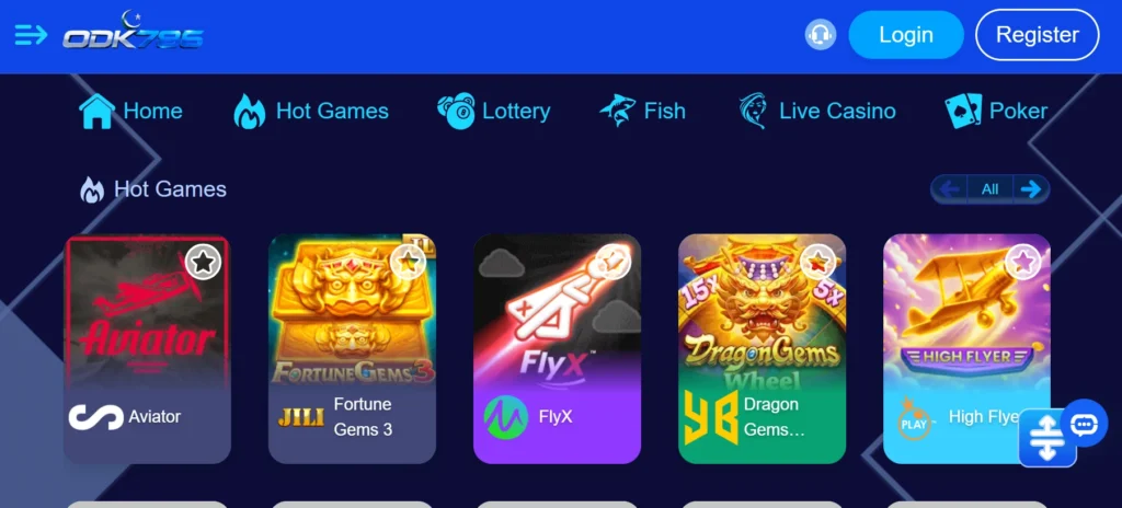 ODK786 Game interface screenshot