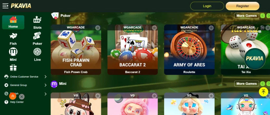 PKAVIA Game interface